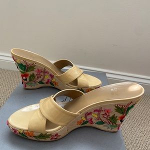Stuart Weitzman floral wedges